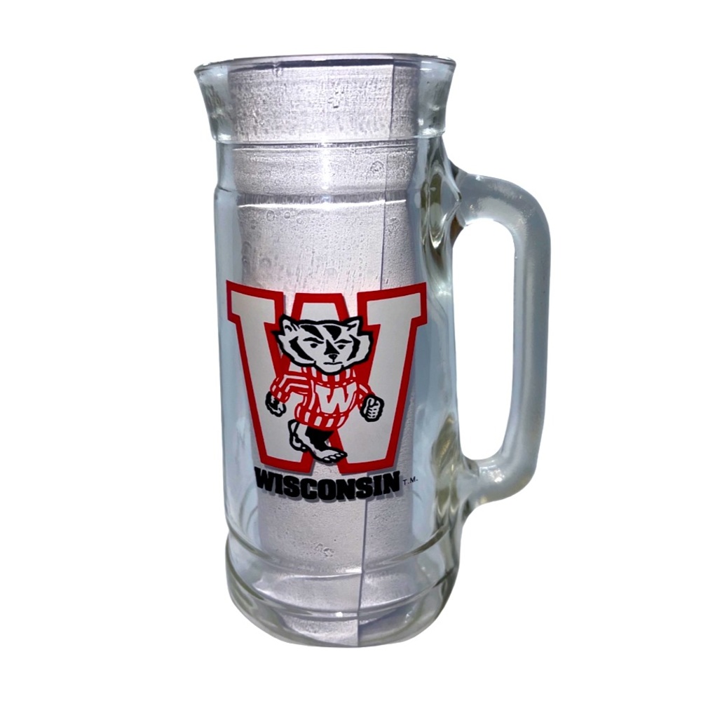 University of Wisconsin Badgers Beer Mug: Vintage Glass Stein: BIG 10: NCAA